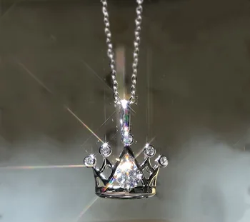 Novo 2021 Coroa em Forma de Diamante da cz Pingente Festa de Casamento Pingentes Colar de Cadeia Para as Mulheres Nupcial Jóias Finas