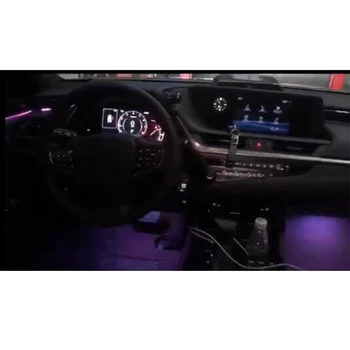 PMFC Carro Azul/64 Cores de Luz Decorativa do Painel de Instrumentos Pé da Porta de Fibra Óptica Atmosfera Lâmpada Para Toyota Lexus ES 2018 19 20