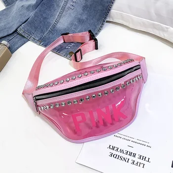 2021 Nova pochete de cor-de-ROSA de Cintura Sacos de Mulheres Designer de Pack de Cinto de Moda Transparente Pacote de Praia Feminino Laser Saco