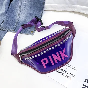 2021 Nova pochete de cor-de-ROSA de Cintura Sacos de Mulheres Designer de Pack de Cinto de Moda Transparente Pacote de Praia Feminino Laser Saco