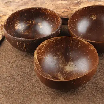 12-15cm Natural de Coco Tigela de Proteção Tigela de Madeira de Coco, Madeira, Louça de mesa Colher Conjunto de Coco Batido de Coco Cozinha Ambiental