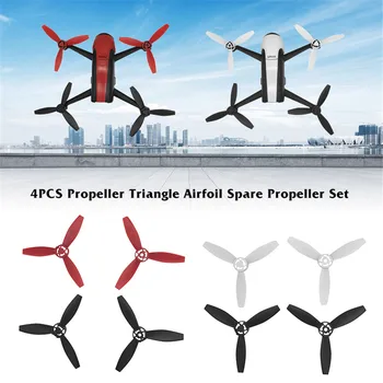 4Pcs Hélices Triângulo Aerofólio de Reposição Hélice Conjunto de Leve Preto Vermelho Branco Adereços Drone Acessórios para Bebop 2 apresenta