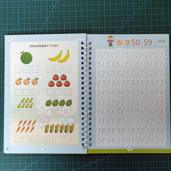 Reutilizáveis Crianças 3D Copybook Para Caligrafia Números de 0 A 100 Manuscrito Livros de Aprendizagem da Matemática Prática de Escrita do Livro Para as Crianças Brinquedos