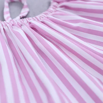 Verão Conjuntos de Roupas de Bebê Menina cor-de-Rosa listrado Off Ombro Tops + Buraco calças + faixa de cabelo de 3 peças o jogo perfeito para Crianças Roupas E100230
