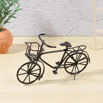 1:12 Escala De Simulação Preto Bicicleta Pequena Modelo De Casa De Bonecas Exterior A Decoração Do Jardim