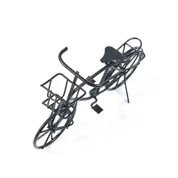 1:12 Escala De Simulação Preto Bicicleta Pequena Modelo De Casa De Bonecas Exterior A Decoração Do Jardim