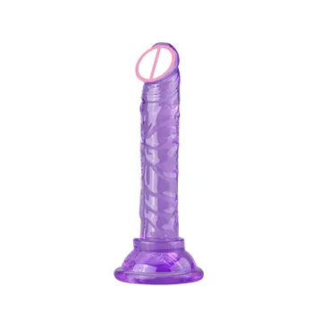 Pequeno Vibrador Realista Artificial do Pênis Com ventosa TPE Cristal de Dildos Para as Mulheres do Ponto de G StimulateSex Brinquedos Para as Mulheres Sex Shop