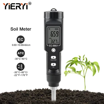 Yieryi Novo CE/temperatura do Solo Testador 0.00-10.00 mS/cm Mão Digital Jardim Metros do Solo Ferramentas de teste de Vasos de Plantas Jardinagem Agricultura