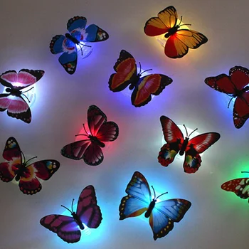 Colorido Luminoso de Borboleta da Noite do DIODO emissor de Luz de Casamento Lâmpada Decorativa Adesivos Filhos Pequenos Presentes Para a Casa Quarto Decorativos