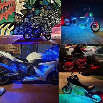OKEEN Motocicleta DIODO emissor de Luz Kits de Controle de APLICATIVO RGB Multicolor Underglow Lâmpada Neon Decorativo Faixa de Luz Para Harley Honda Kawasaki