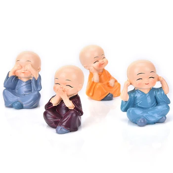 4Pcs/Set Linda Interior do Carro Acessórios pouco monges Enfeites Pequenos Boneca criativo Maitreya resina presentes