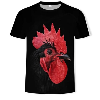 Animal, Caça Galo Impressão 3D Harajuku T-shirt de Verão, Moda Casual T-shirt masculina Chukar de Manga Curta Rua Magro Vestido