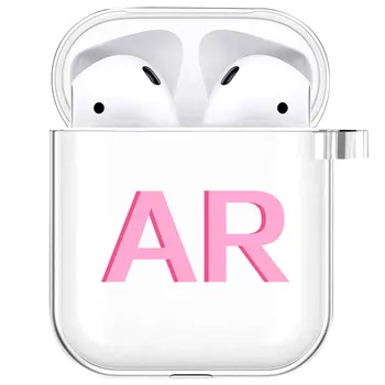 Personalizado Cor da letra Inicial de nome Para Airpods Caso 1 2 Silicone Macio Transparente Fone de ouvido Caso Para Dar Menina Menino Presentes