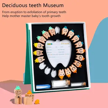 Madeira Dentes do Bebê Lembrança Caixa de Dentes da Caixa de Protecção de Crianças Dentes Decíduos Caixa Recipiente com Pinça para Crianças