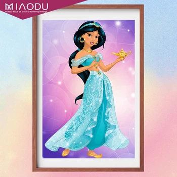 5D Diamante Pintura Disney Aladdin, a Princesa Jasmine de Ponto de Cruz, Bordados Artesanais Arte do Mosaico Parcialmente Broca Decoração Presente