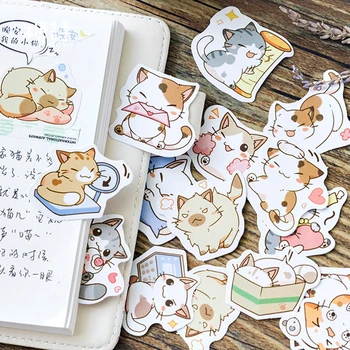 45pcs original em caixa autocolante gato bonito estudante Japonês decoração criativa bala diário carimbo de Material de etiquetas de papel