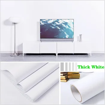 Engrossado Branca Fosca Auto-Adesivo de Parede Decorativo de PVC Impermeável Prova de Óleo Para Paredes Bancada da Cozinha do Mobiliário