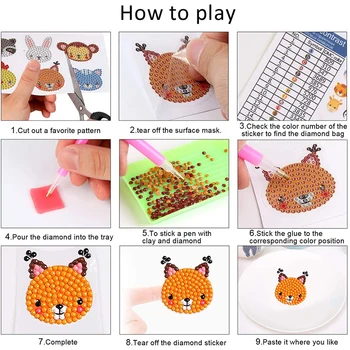 Fácil de Diamante Pintura Adesivo de Kits para as Crianças 5D DIY Diamante Kits de Pintar por Números Artesanal Adesivo de Artes e Artesanato para Crianças
