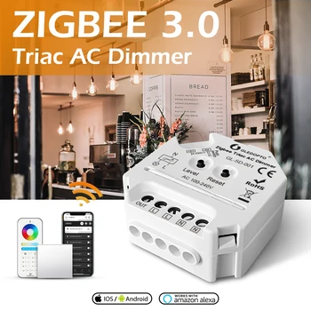 GLEDOPTO Zigbee 3.0 Triac CA Dimmer Interruptor de Luz, Controle do Toque de Brilho Casa Inteligente de Luz LED Dimmer APP/Voz/Controle Remoto