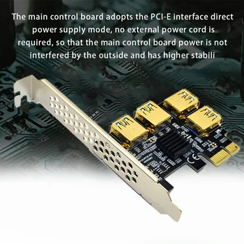 PCI-E 1 4 Placa de Expansão PCI-E 1X PCI-E 16X 4 Porta USB3.0 de Adaptador de Gráficos de Cartão de Expansão para o BTC Mineração