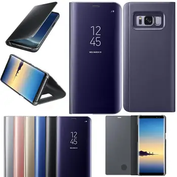Claro Espelho De Vista Smart Case Para Samsung Galaxy J3 J5 J7 A3 A5 A7 2017 A8 2018 Couro Stand Case Para Samsung S8 S9 Além De Cobrir