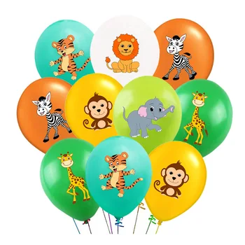 10pc 12inch Animal Impresso Leão, Macaco, Zebra, Elefante de Látex Balão Selva Tema de Aniversário Decoração Festa de Verão do Chuveiro de Bebê Supplie