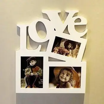 21.5x19.5cm de Madeira DIY do Frame da Foto Oco Carta de Amor de Família, Foto de Imagem Suporte de Armazenamento de molduras para foto na parede
