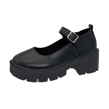 Mary Jane shoes mulheres grosso com solado de estilo de colégio grosso calcanhar único sapatos mulheres 2021 nova retro estilo Britânico de calçados de couro