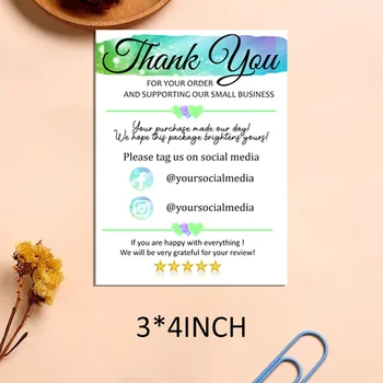 De Negócio personalizadas Obrigado Inserir o cartão de Agradecer a Você Por Sua Ordem Moderna Inserir o Cartão Azul Embalagem Social de Cartão de Mídia