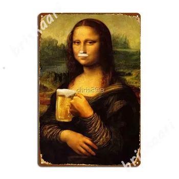 Mona Lisa Camiseta Cerveja Chopp Metal Sinais pub Bar Club Engraçado Decoração da Parede de Estanho sinal de Cartazes