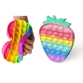 Arco-íris empurre-a Nuvem Empurrar a Bolha Sensorial Brinquedos Anti-stress Squeeze Brinquedos arco-íris Empurrar a Bolha de Stress Brinquedo Para Aliviar o Autismo