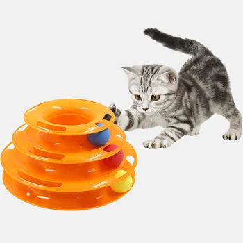 Três Níveis de Gato de Estimação Brinquedo de Formação de Diversões Placa Gatinho Torre Faixas do Disco Gato Inteligência de Diversões Triplo Disco de copos
