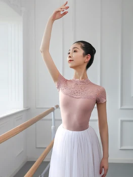 2021 A Primavera E O Outono De Novo Sem Encosto De Renda Ballet Collant Para Meninas De Roupa De Bailarina Vestido Mulher Manga Curta Ginástica Terno
