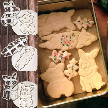 Corgi Tipo de Moldes Bonito Cookie em Forma de Cão Molde DIY Bakeware Cortadores de Cookie do Molde do Bolo Criativo Práticas de Decoração da Cozinha Ferramentas