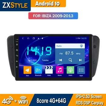 4+64G Android 10.0 DVD do Carro Rádio Para Seat Ibiza 6j 2009 - 2013 GPS de Navegação 2Din Tela de Áudio Multimédia Player