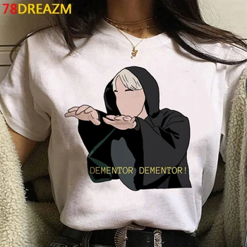 Hot Cartoon Draco Malfoy T-Shirt Das Mulheres Kawaii Hip Hop Verão Tops Anime Gráfica Tees Engraçado Unisex Harajuku Grunge Camiseta Feminina