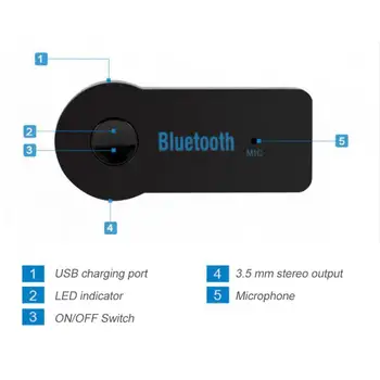3.5 mm Jack Para o Carro de Música AudioBluetooth Receptor de Áudio do Transmissor Mini Bluetooth Estéreo AUX USB Para PC Fone de ouvido Kit para Viatura
