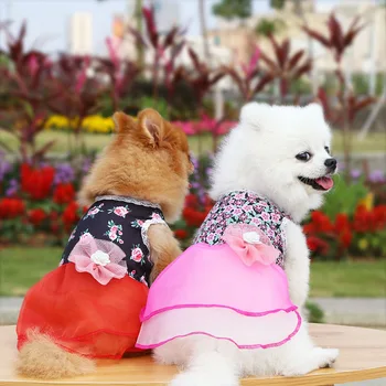 Vestido de verão para Animais de estimação do Cão Roupas de Cachorro Chihuahua Vestido de Casamento Saia Cachorro Vestidos de Primavera Cão-Roupas de Cachorro Hanbok Gato Traje