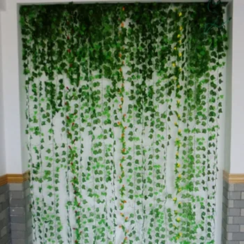 1 pcs 2,4 M de Hera verde Falso Grinalda de Folhas de Plantas de Videira Folhagem de Decoração de Casa de Plástico de Rattan de seqüência de caracteres de Parede Decoração Plantas Artificiais