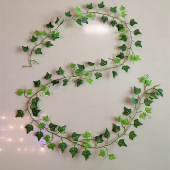 1 pcs 2,4 M de Hera verde Falso Grinalda de Folhas de Plantas de Videira Folhagem de Decoração de Casa de Plástico de Rattan de seqüência de caracteres de Parede Decoração Plantas Artificiais