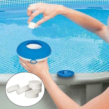 50Pcs Tabletes de Cloro Multifunções Instantâneas Desinfecção de piscinas de hidromassagem, Banheira de Spa piscina de purificação de água por Atacado
