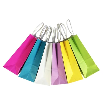 50PCS DIY Multifunções cor suave do saco de papel com alças 21x15x8cm Festival de saco de presente de Alta Qualidade comercial de sacos de papel kraft