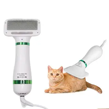 2021 2-em-1 portátil cão de estimação, secador de cabelo e pente escova escova de cão de velocidade ajustável secador de temperatura do vento grooming gato de estimação O6K5