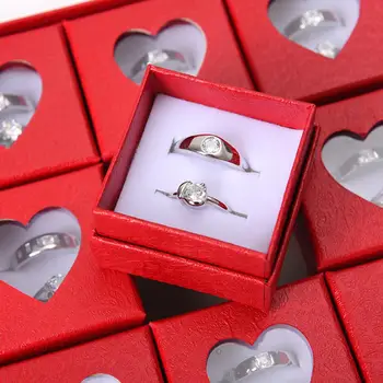 15pairs/Set Silve Cor de Ouro Zircão Par de Anéis Para Homens Mulheres Casamento Noivado Dom Abrir ajustável Jóias anéis