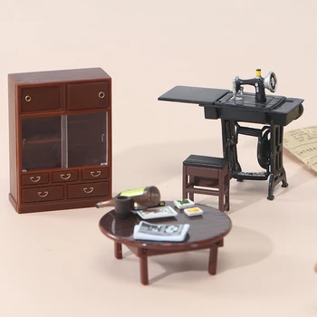 Chegada nova 1 Conjunto 1:18 Casa de bonecas em Miniatura Conjunto de Móveis de máquina de Costura de TV, Armário de Mesa Modelo de Brinquedo