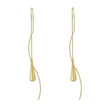 A coreia do novo design, moda jóias de ouro 14K plated zircão simples gota de água pingente de ouvido linha elegante longa e fina mulheres brincos