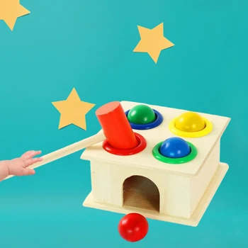 Montessori Crianças Martelo de Madeira de Brinquedo Batendo Caixa para 1 Ano de Idade Presentes
