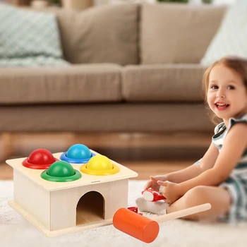 Montessori Crianças Martelo de Madeira de Brinquedo Batendo Caixa para 1 Ano de Idade Presentes