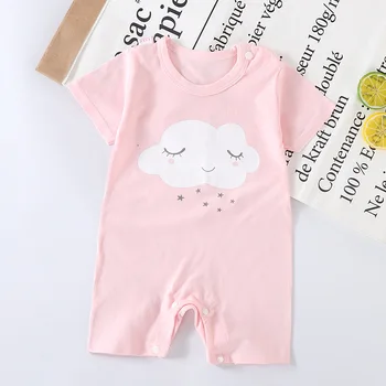 Moda de impressão Bebê Verão de Roupas de Bebê Recém-nascido Meninas Romper manga Curta Romper do Algodão meninos Macacão