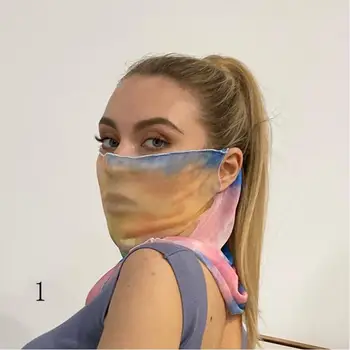 O Novo Cool Permeabilidade Ao Ar De Gelo Seda Máscara De Tie-Dye Véu Com Colar Mulheres De Lenços
